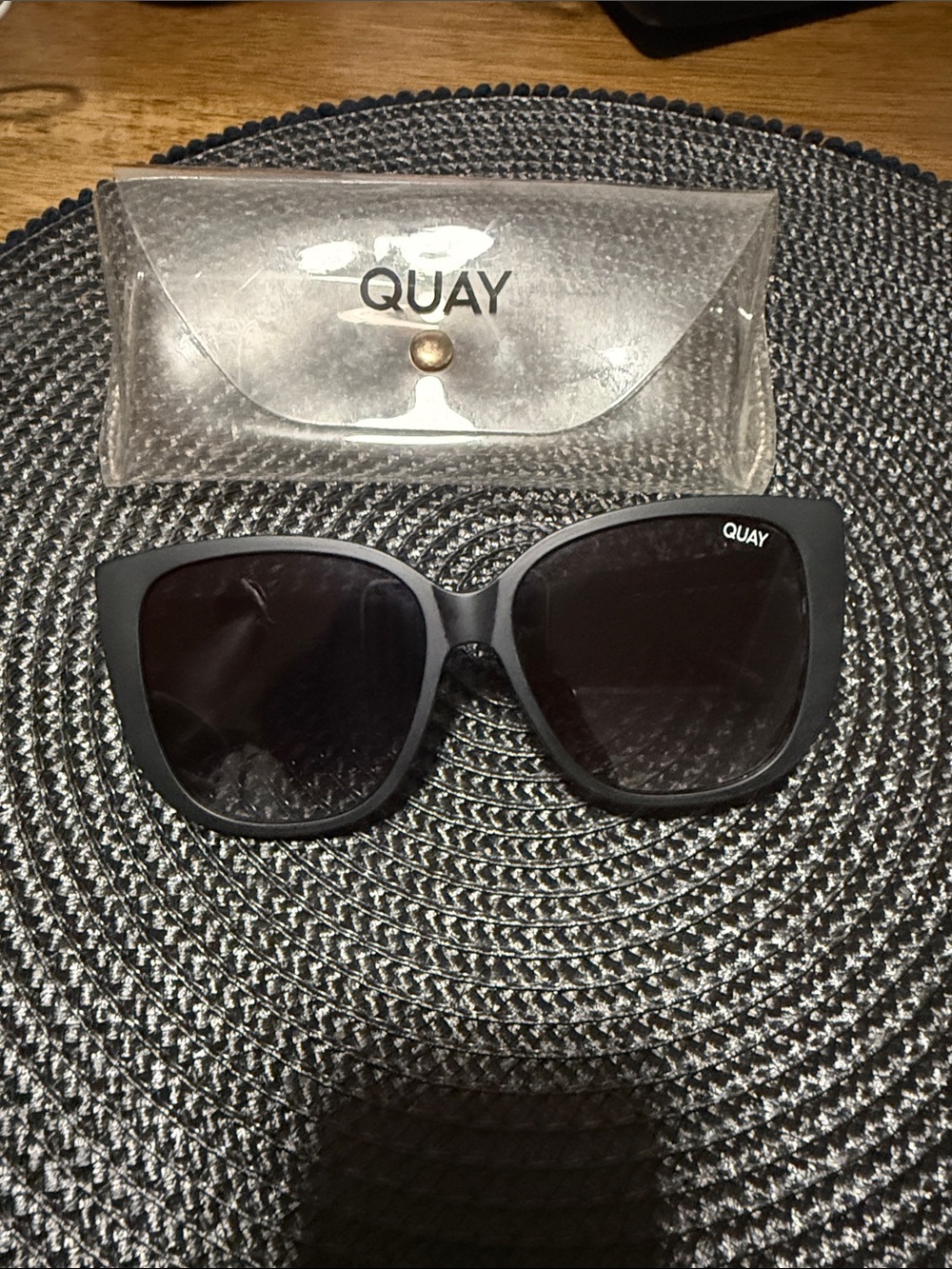 Quay Australia Black Matte Oversized Square Sunglasses